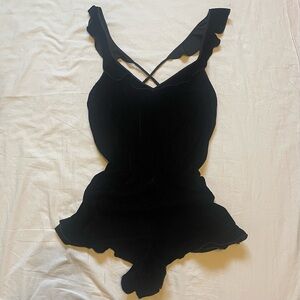 HOLD FOR TRINA B! DO NOT BUY!!
VS black velvet ruffle romper